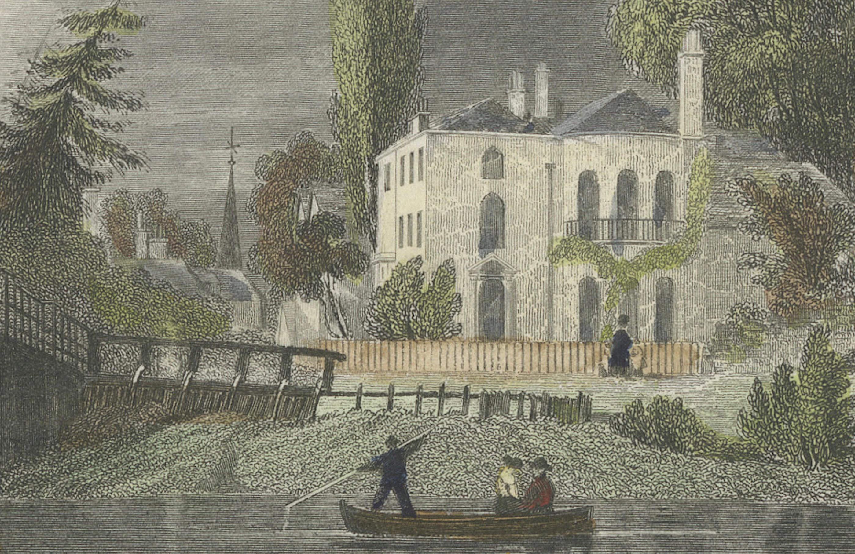 Milieu du XIXe siècle Gravure ancienne de Datchet Bridge sur la Tamise, Tombleson, C.1832-1834 en vente