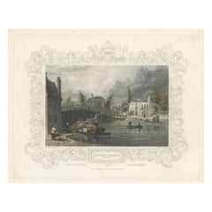 Antique engraving of Datchet Bridge on the Thames, Tombleson, c.1832–1834