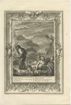 Antique Engraving of Deucalion and Pyrrha of Phthia, Thessaly, Greece, 1733