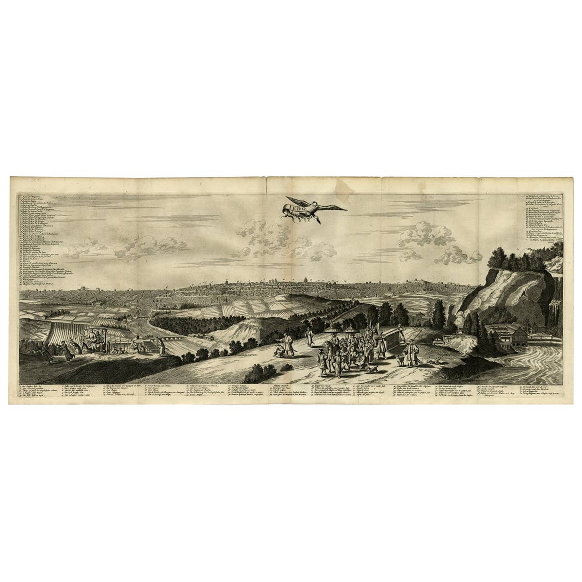 Antique Engraving of Edo 'or Jeddo, Yedo, Now Tokyo', 1669