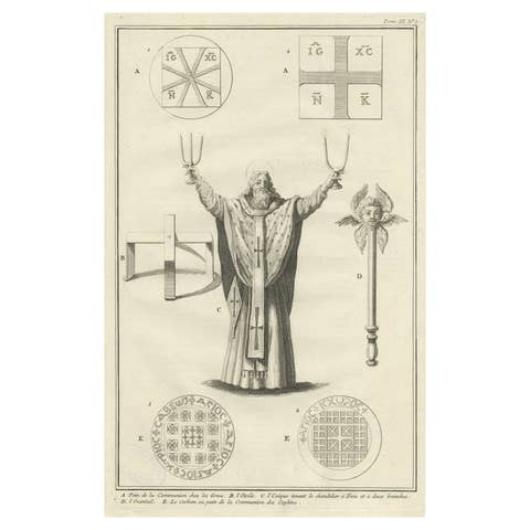 Antique Engraving of Greek Religious Ceremonies, ca.1730