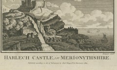 Antique engraving of Harlech Castle, Merionethshire, published by A.Hogg, c.1790
