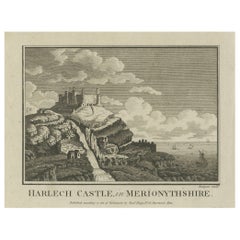 Antique engraving of Harlech Castle, Merionethshire, published by A.Hogg, c.1790