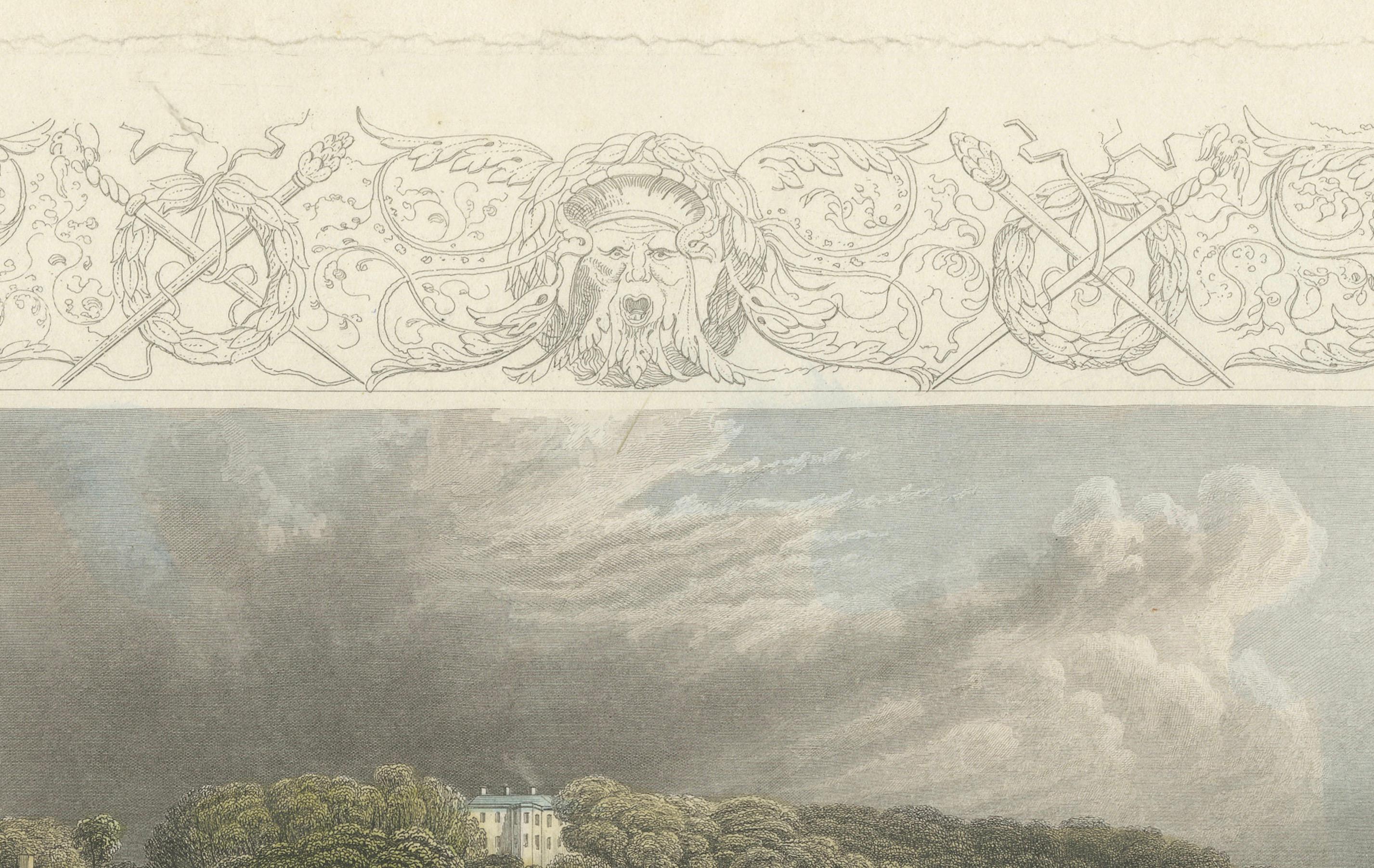 Antique engraving of Hedsor on the Thames, Lord Boston’s estate, Tombleson, 1832
