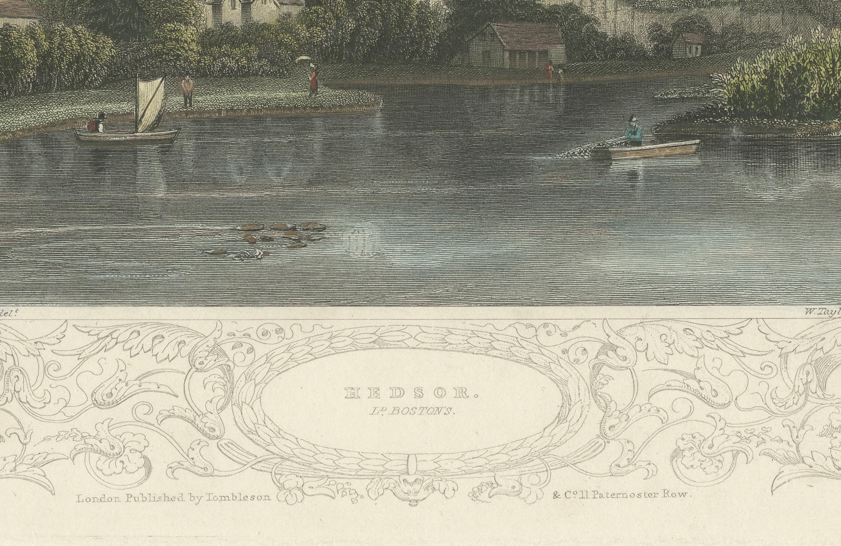 Antique engraving of Hedsor on the Thames, Lord Boston’s estate, Tombleson, 1832