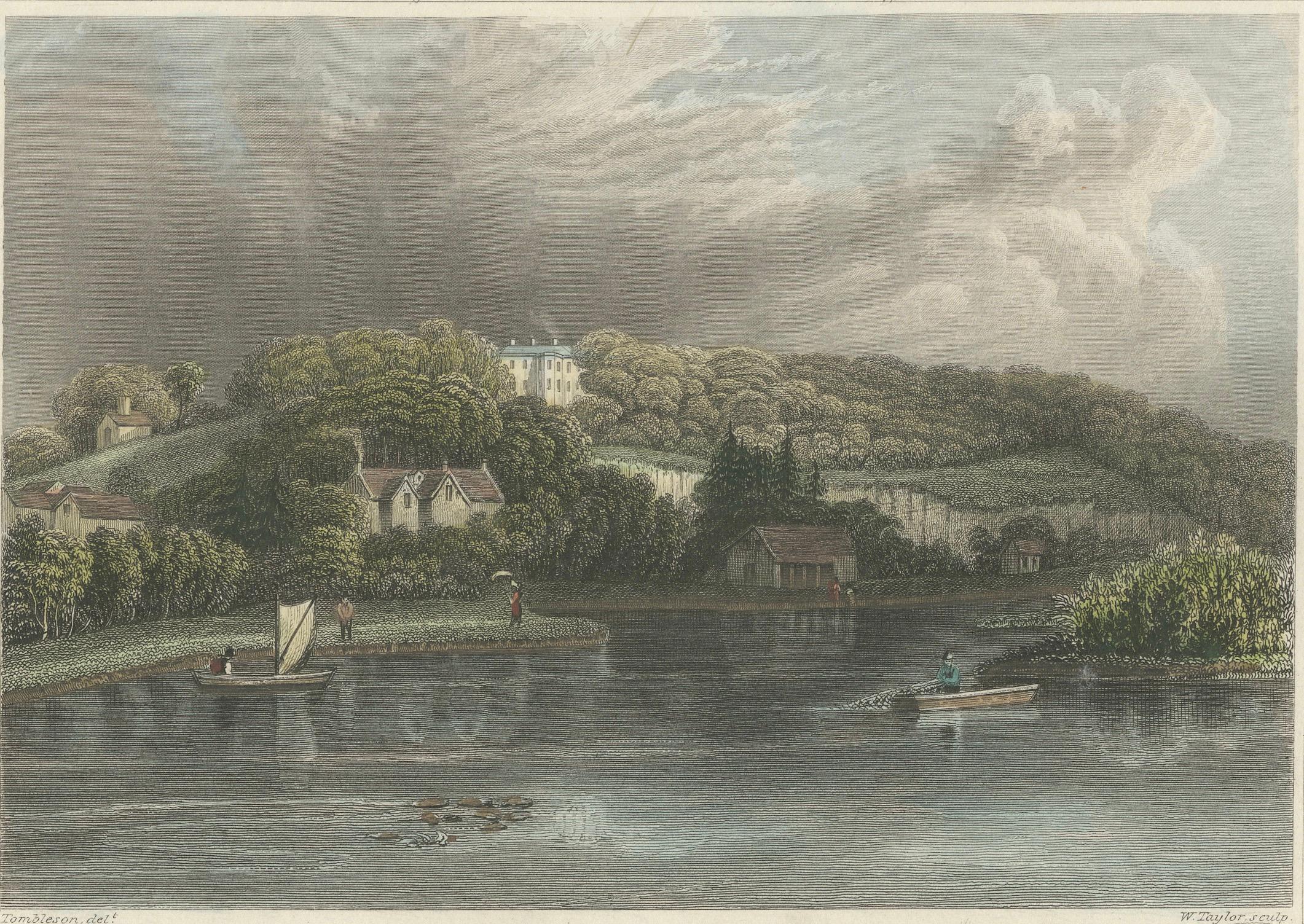 Antique engraving of Hedsor on the Thames, Lord Boston’s estate, Tombleson, 1832