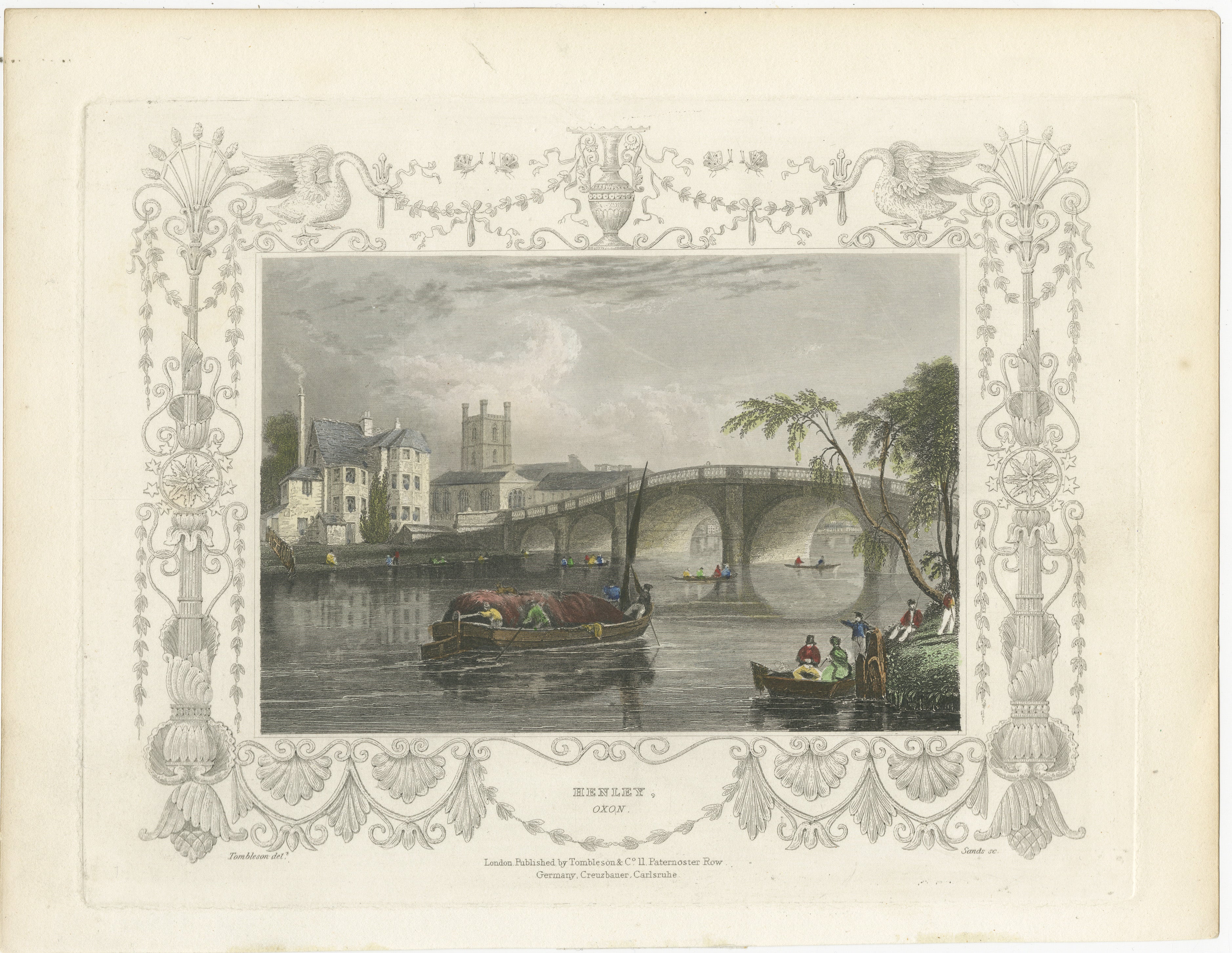 Antiker Kupferstich von Henley-on-Thames mit Brücke und Kirche, Tombleson

Dieser detailreiche antike Stich zeigt Henley-on-Thames, eine der malerischsten und historisch bedeutendsten Städte an der Themse in Oxfordshire. 

Im Mittelpunkt der