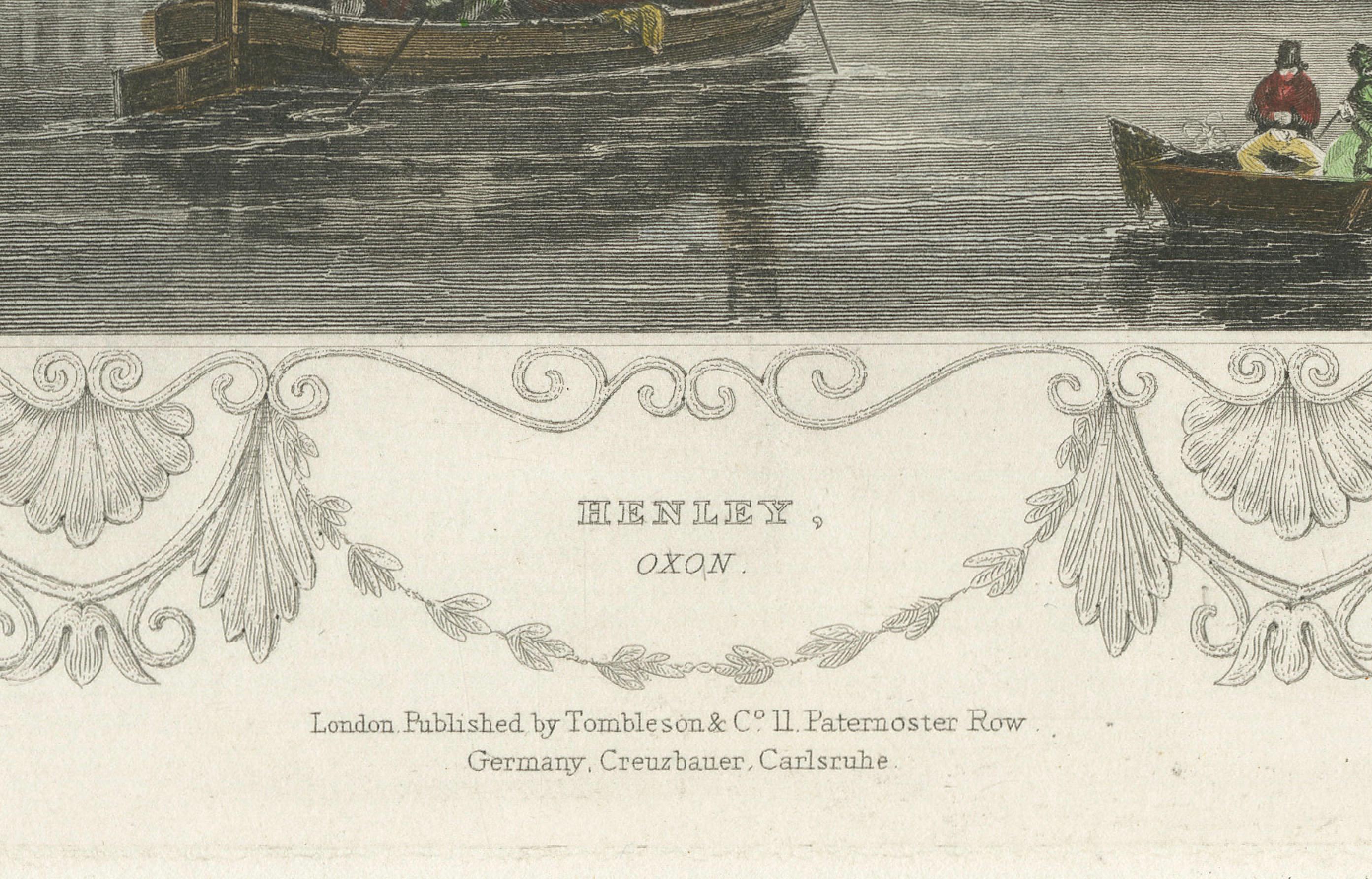 Antiker Kupferstich von Henley-on-Thames mit Brücke und Kirche, Tombleson, ca.1832 im Zustand „Gut“ im Angebot in Langweer, NL