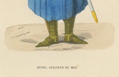 Antique Engraving of Henri, Seigneur du Mez: The Banner Bearer, 1847