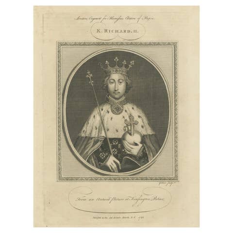 Antique Engraving of King Richard II – Published London, 1785