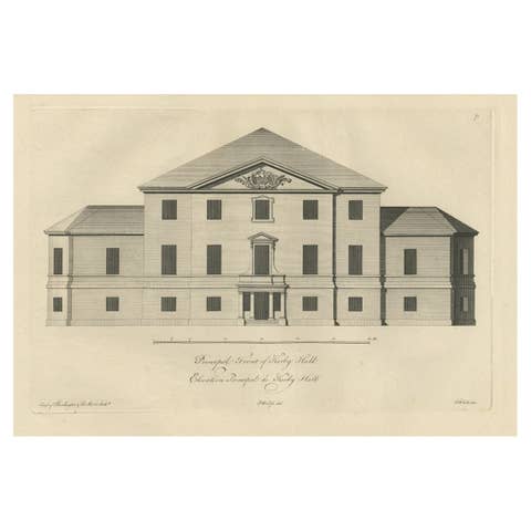 Antique Engraving of Kirby Hall Near Gretton, Northamptonshire, England c.1770
