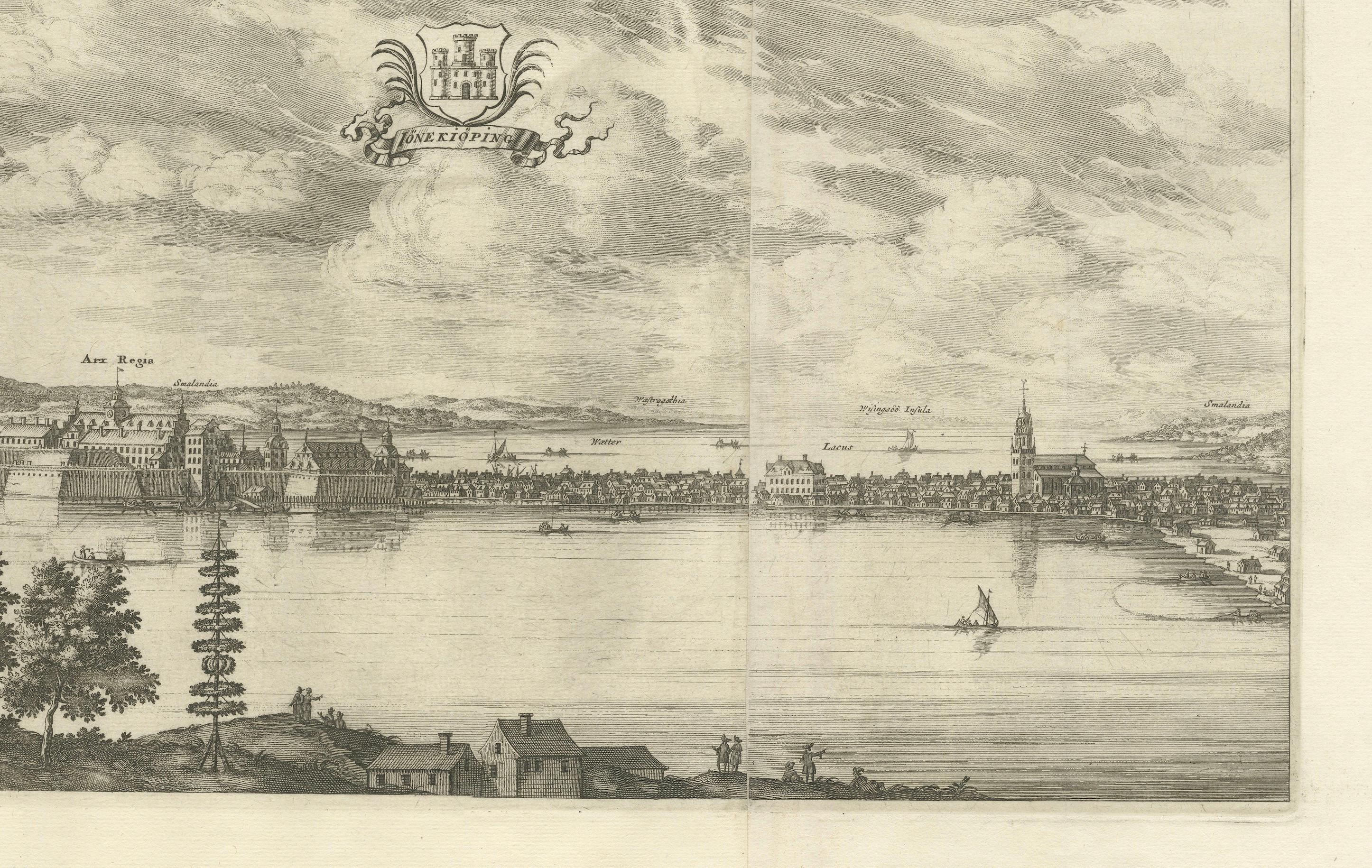 Svedese Incisione antica di Königsberg da Suecia Antiqua et Hodierna, 1690 ca. in vendita