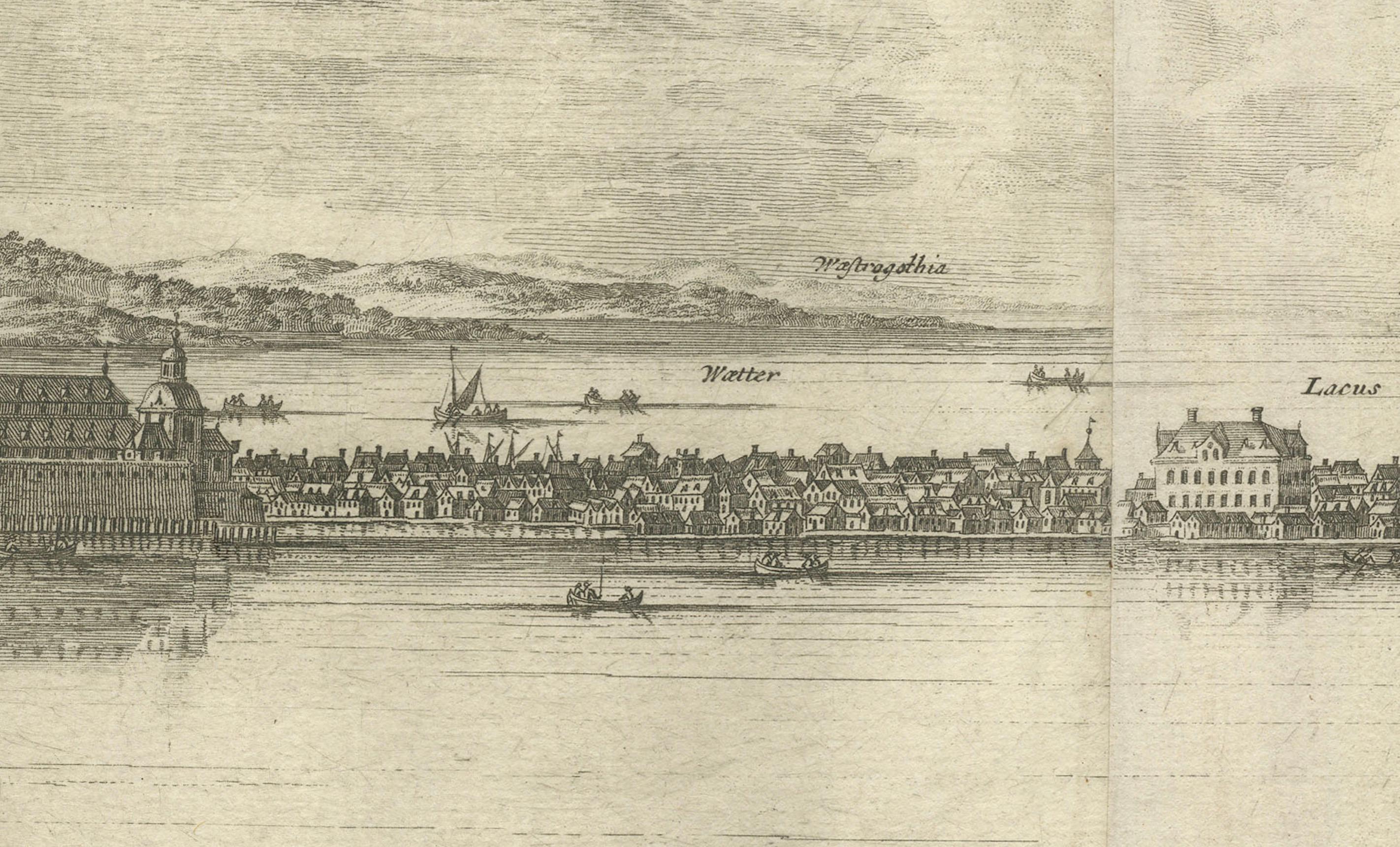 Inciso Incisione antica di Königsberg da Suecia Antiqua et Hodierna, 1690 ca. in vendita