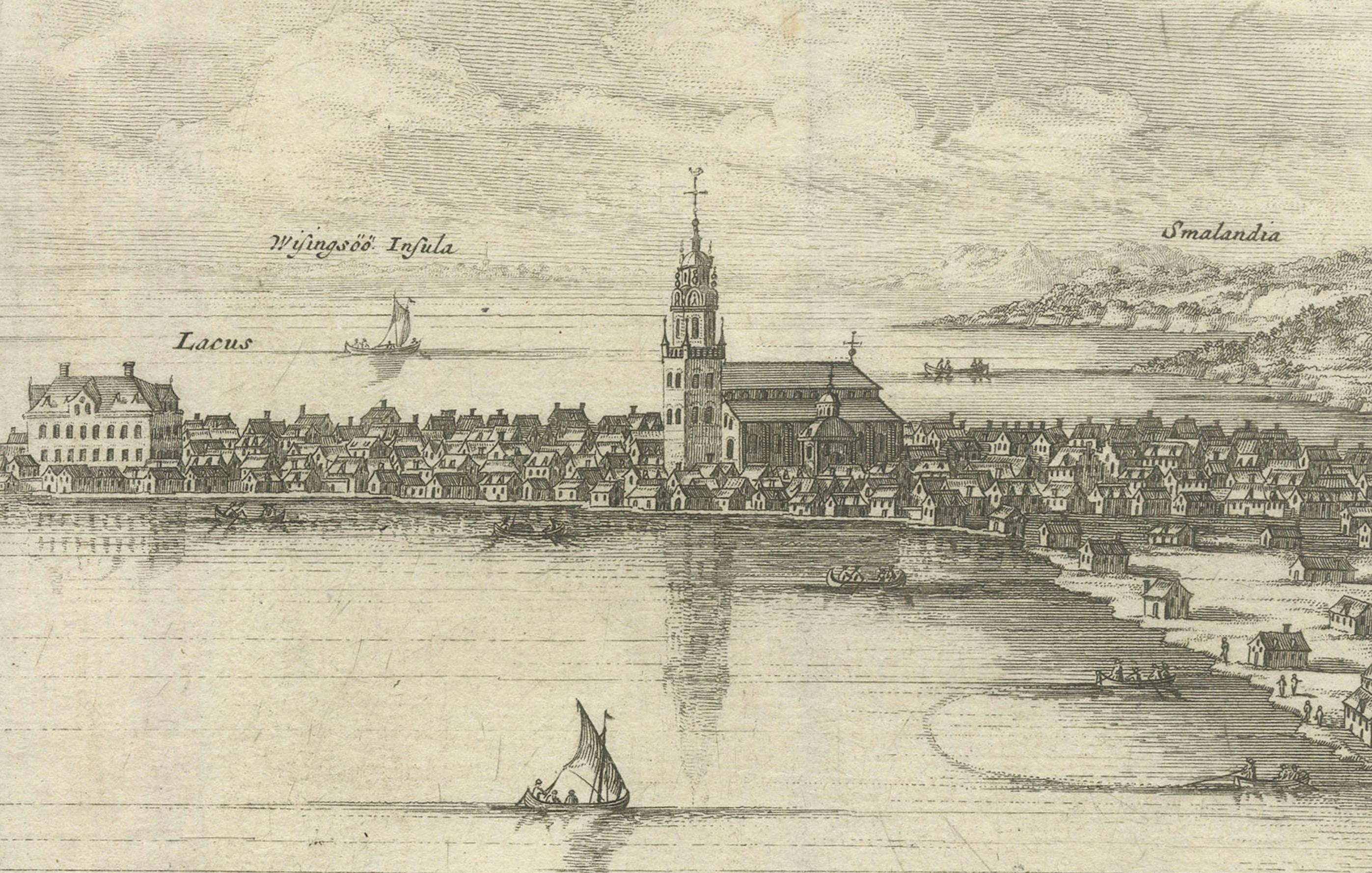 Incisione antica di Königsberg da Suecia Antiqua et Hodierna, 1690 ca. In condizioni buone in vendita a Langweer, NL