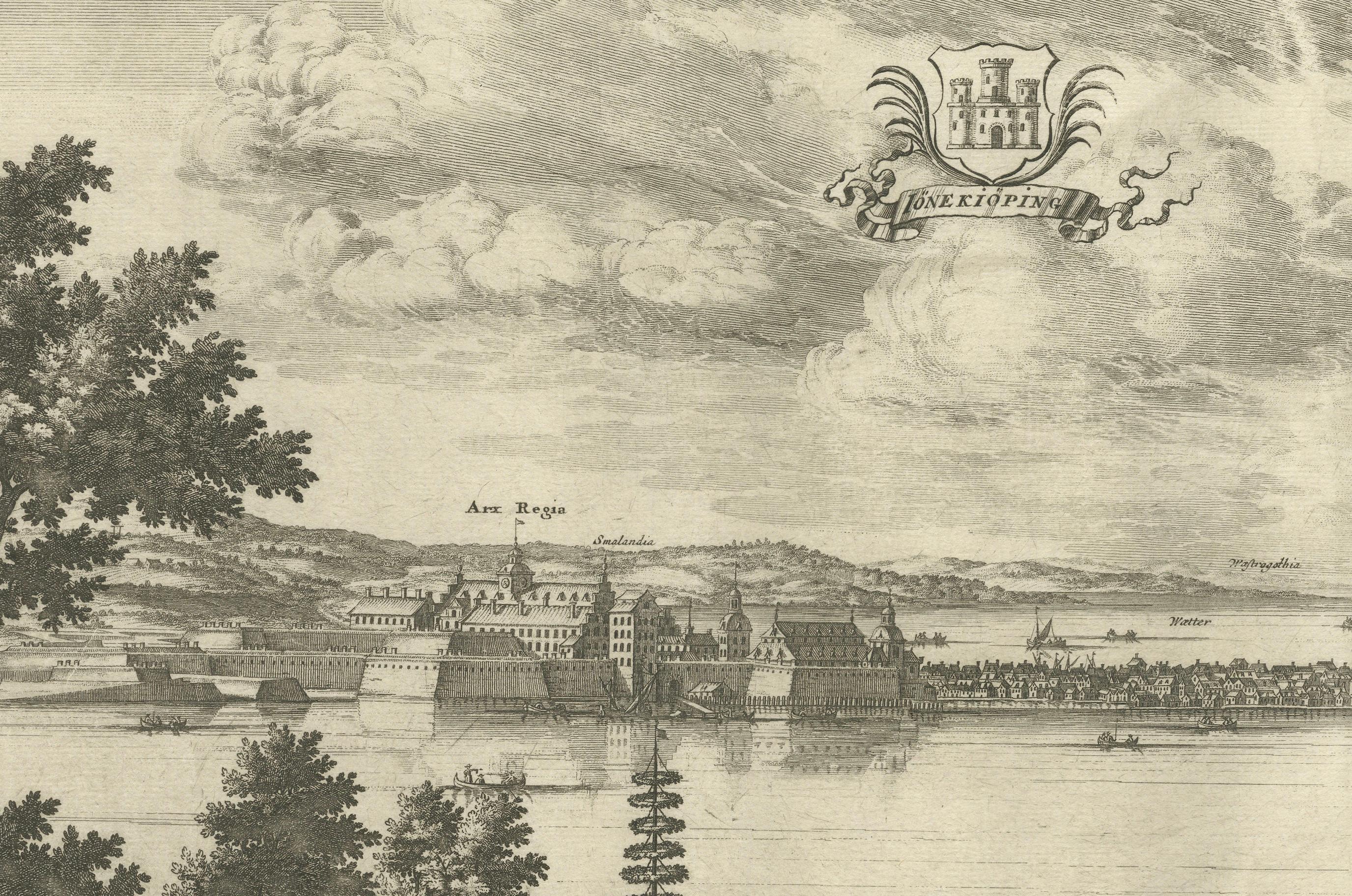 XVII secolo Incisione antica di Königsberg da Suecia Antiqua et Hodierna, 1690 ca. in vendita