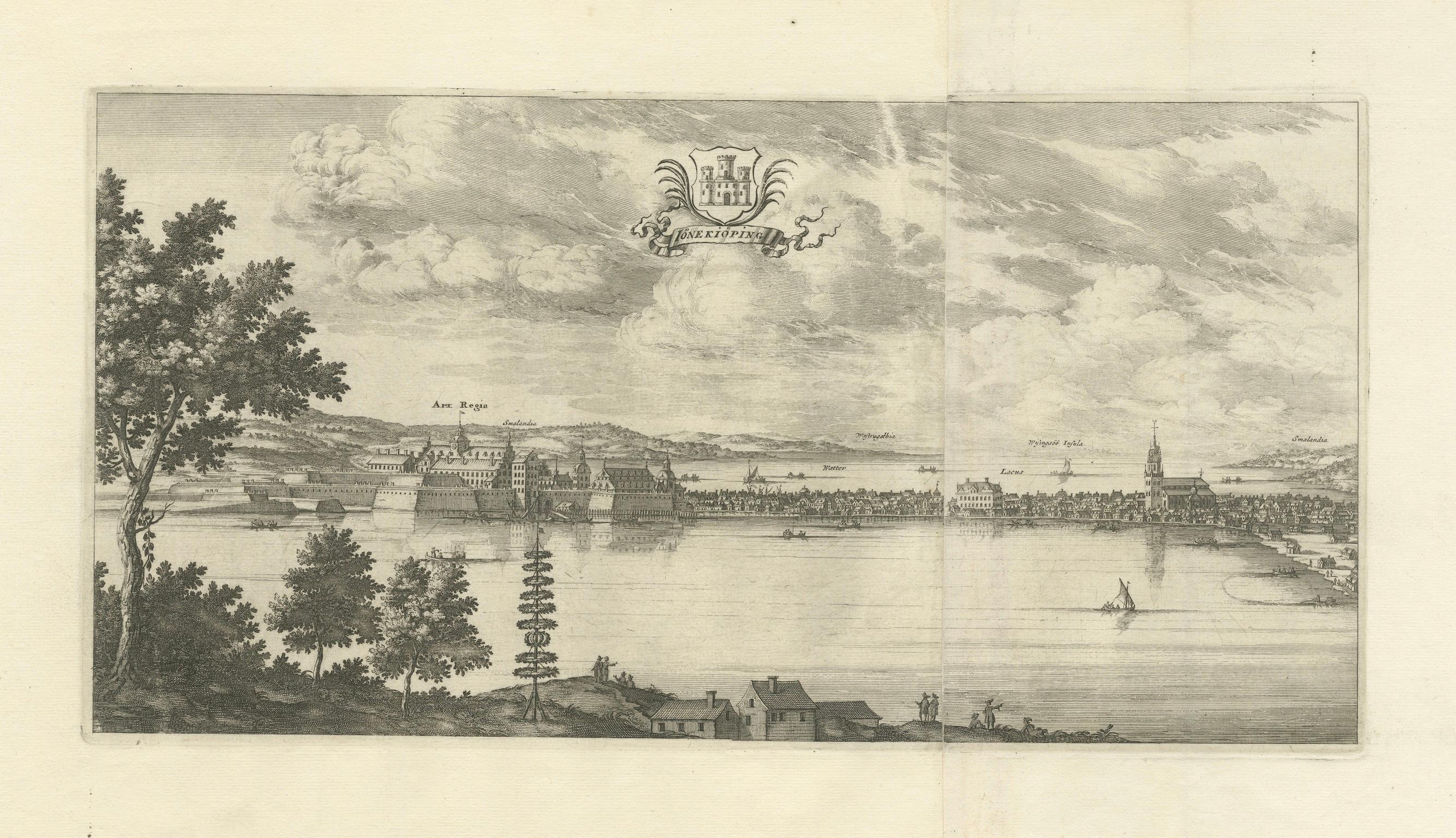 Carta Incisione antica di Königsberg da Suecia Antiqua et Hodierna, 1690 ca. in vendita