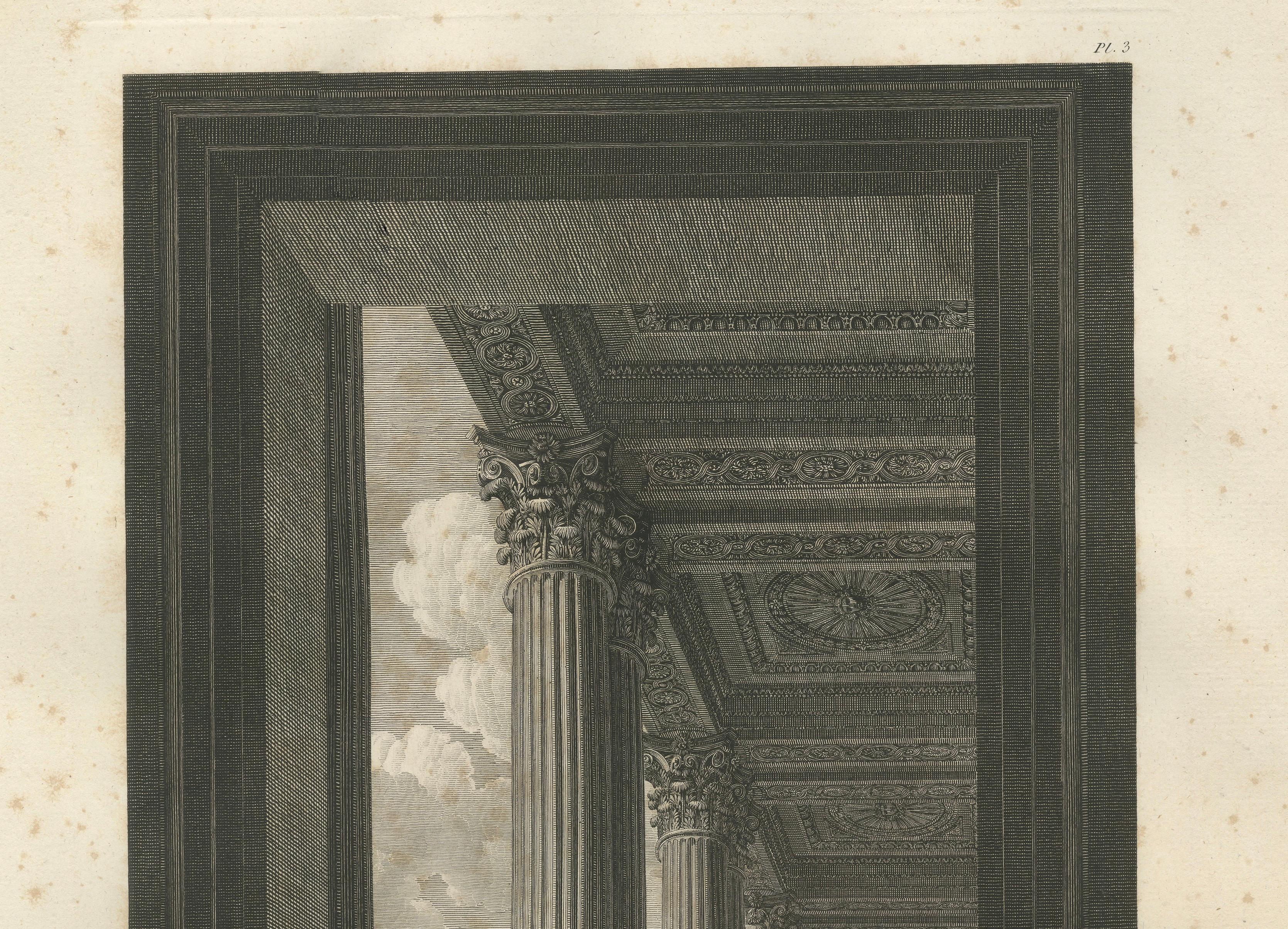 Antique Engraving of Louvre Colonnade, Neoclassical, 1803, Unframed