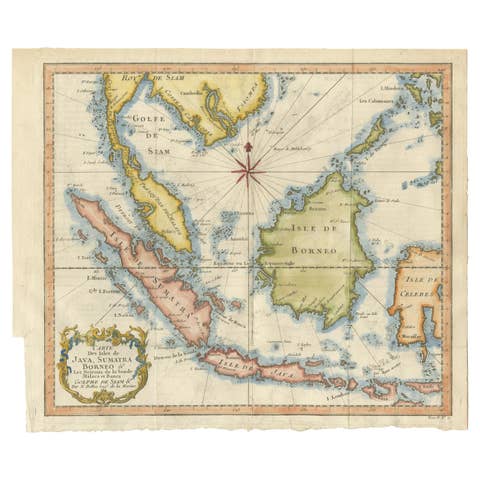 Java, Sumatra & Borneo Map – Bellin & van Schley Decorative Chart, 1750s