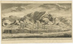 Incisione antica di Persepoli, una città saccheggiata da Alessandro Magno, 1726