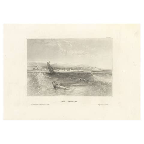 Antique Engraving of Rio de Janeiro – Harbor View by Schröder & Kunike, 1830s