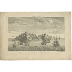 Antique Engraving of Saint Helena, Island in the Atlantic Ocean, c.1760