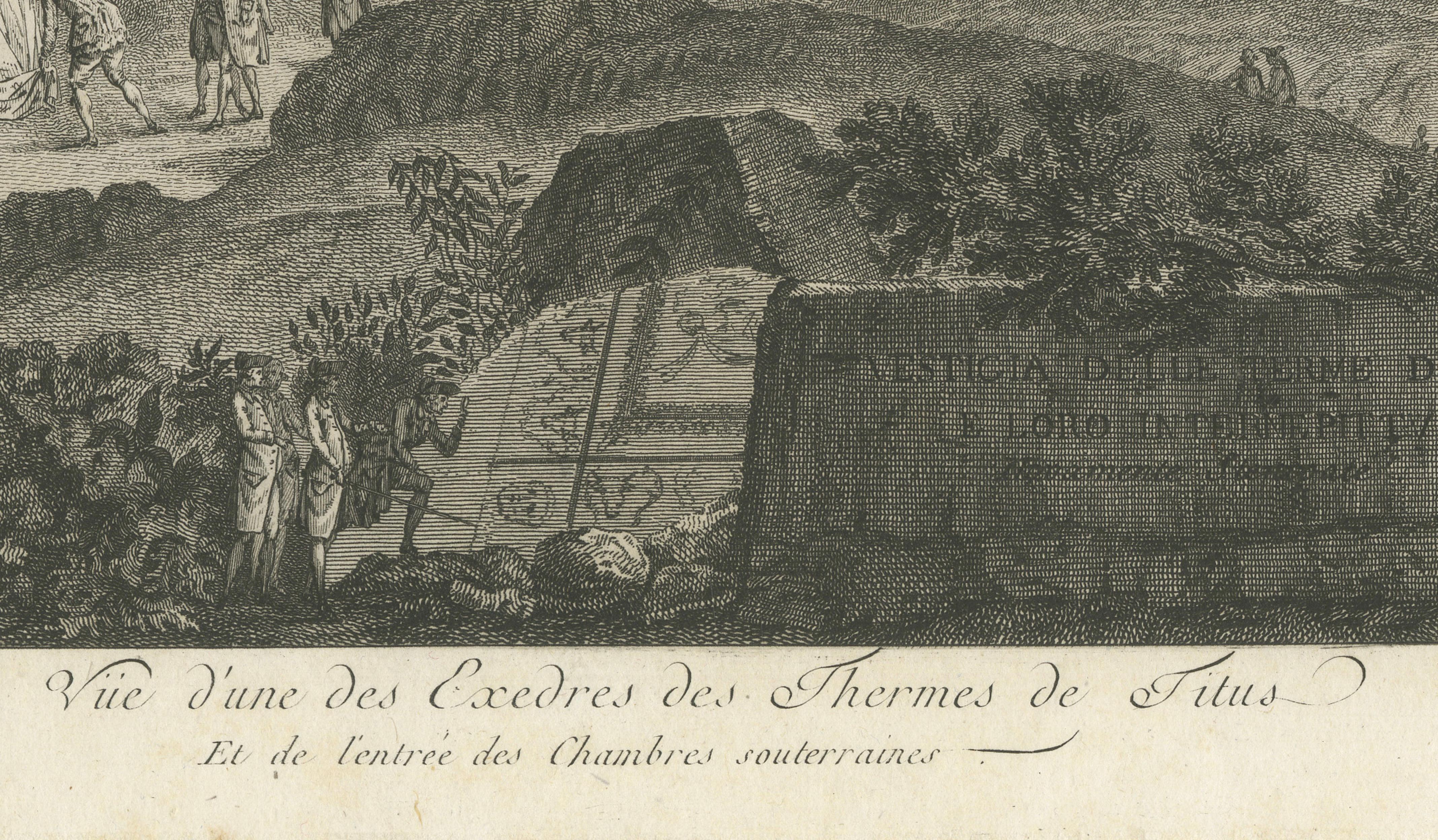 Antique Engraving of the Baths of Titus in Rome, Ruins, Niquet Family, c.1780