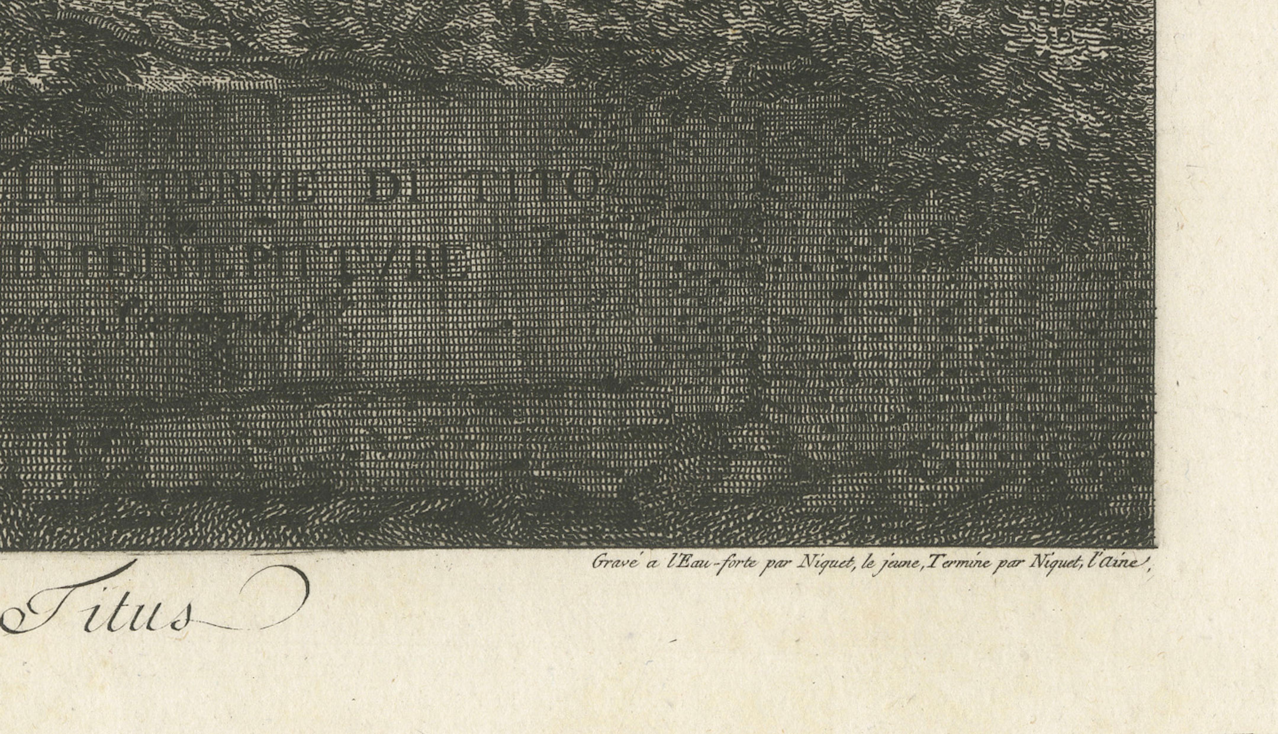 Antique Engraving of the Baths of Titus in Rome, Ruins, Niquet Family, c.1780