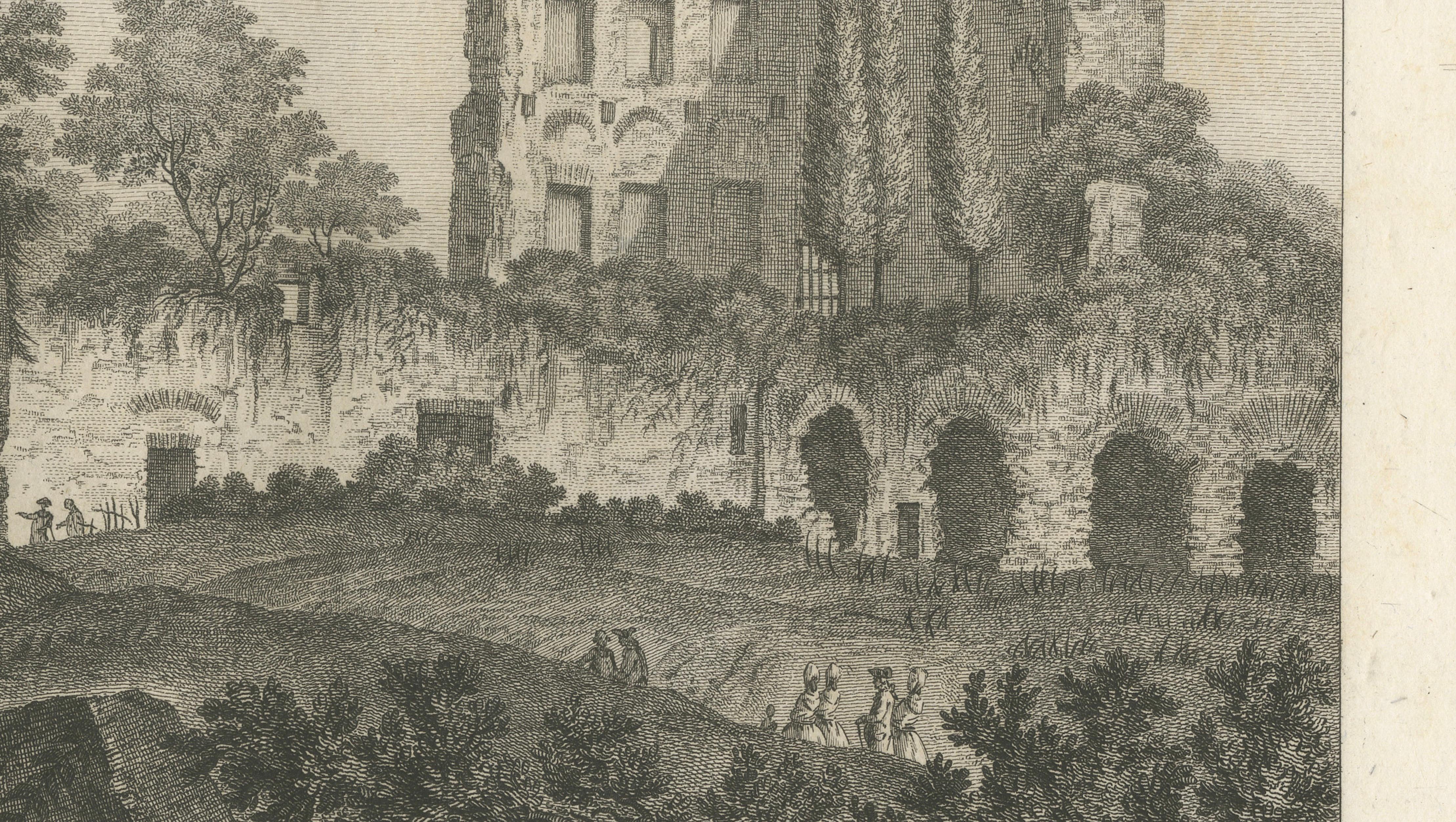 Antique Engraving of the Baths of Titus in Rome, Ruins, Niquet Family, c.1780