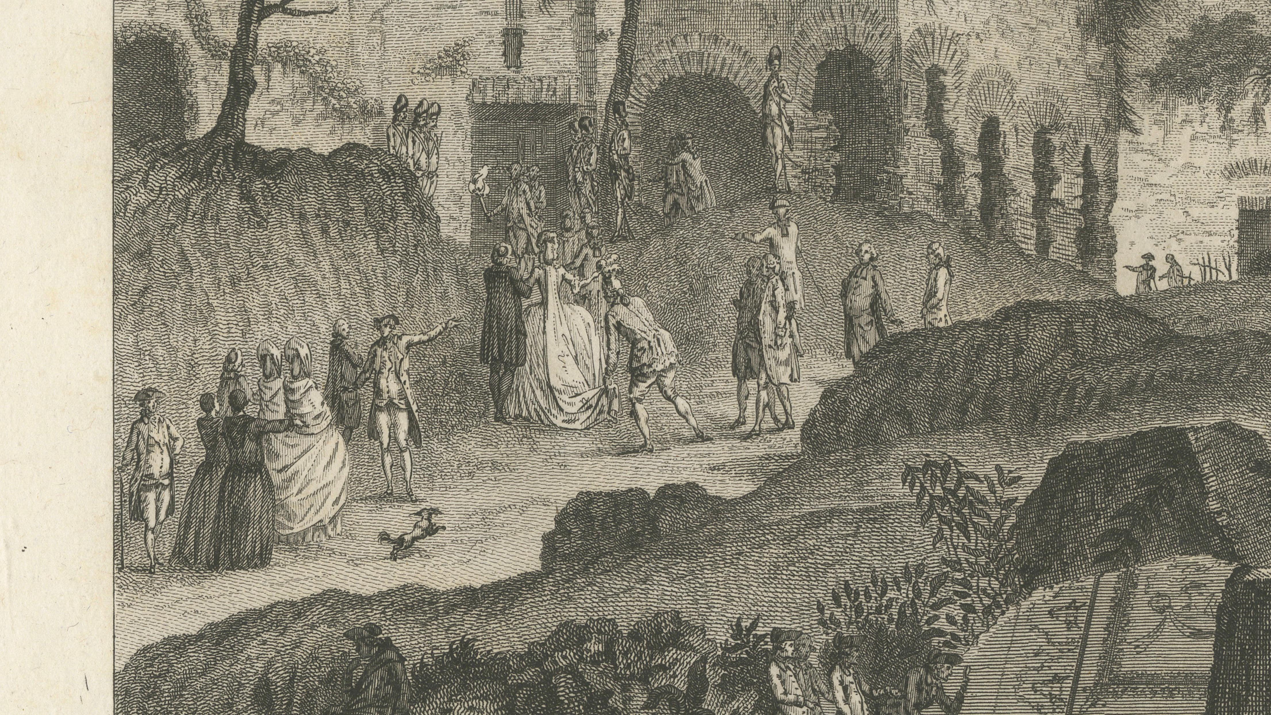 Antique Engraving of the Baths of Titus in Rome, Ruins, Niquet Family, c.1780