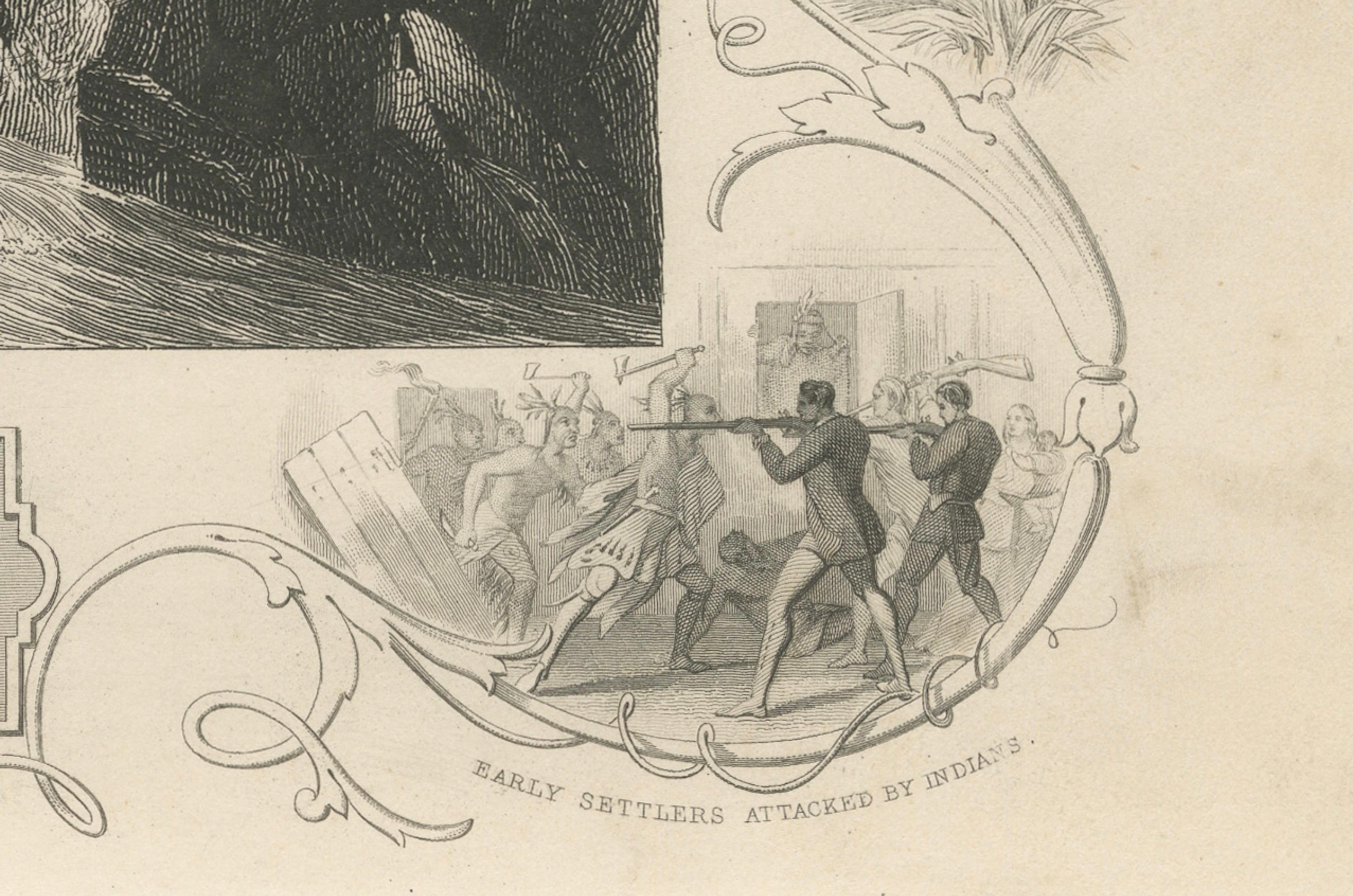 Metà XIX secolo Incisione antica del Canale Erie e delle Piccole Cascate sul fiume Mohawk, 1850 ca. in vendita