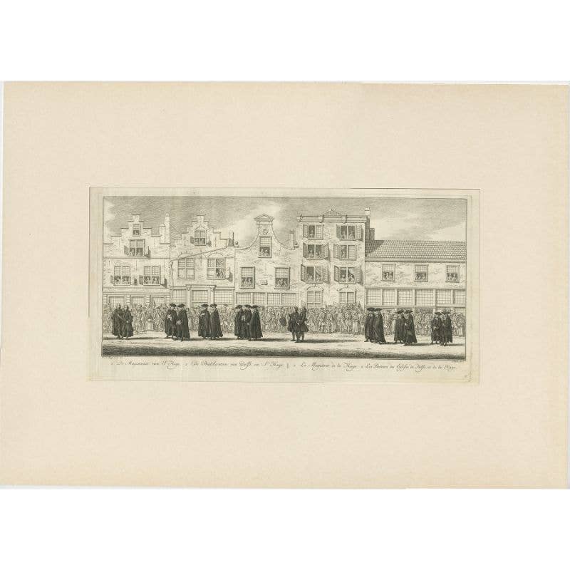 Antique Engraving of the Funeral Procession of Anna Van Hannover, 1761