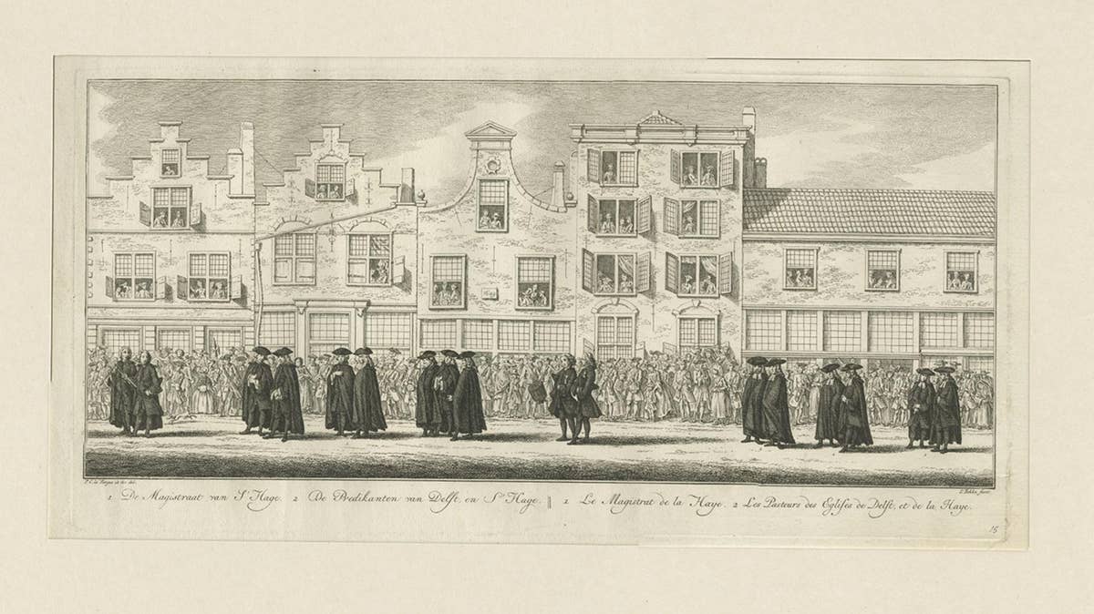 Antique Engraving of the Funeral Procession of Anna Van Hannover, 1761
