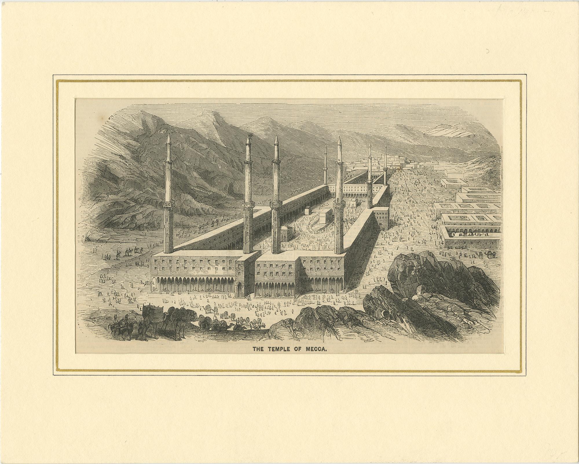 Antiker Kupferstich der Großen Moschee von Mekka mit Kaaba, um 1850 im Angebot 1