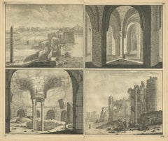 Antique Engraving of the Ruins of the Palace of Cleopatra in Old Egypt, Africa