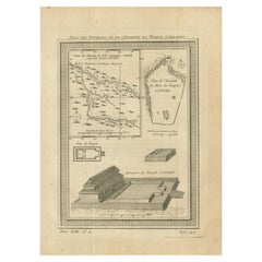 Gravure ancienne du temple d'Ablaykit, une monastère bouddhiste du Kazakhstan