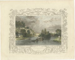 Antique engraving of the Thames near Hurley, Berkshire, Tombleson, c.1832–1834