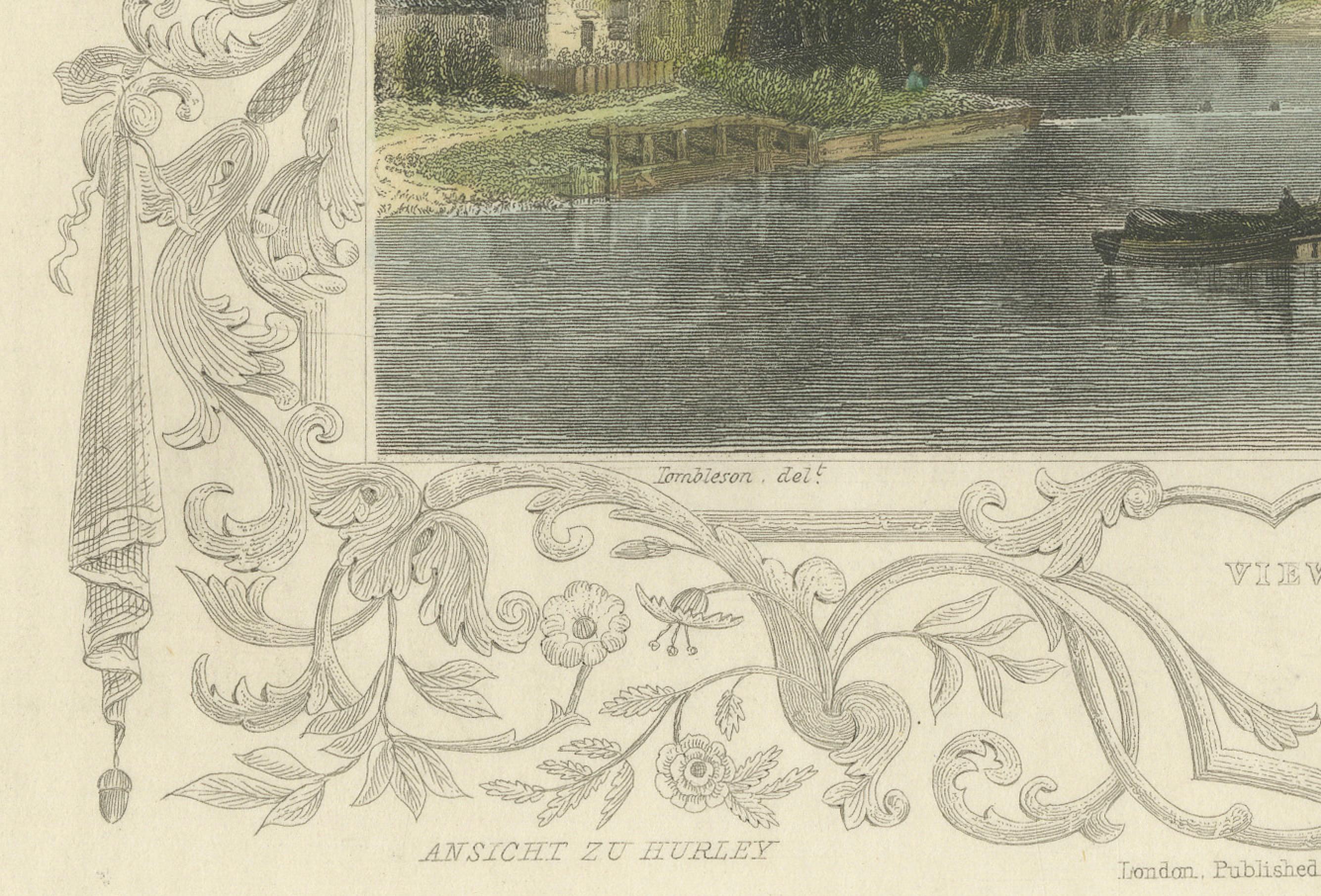 Gravé Gravure ancienne de la Tamise près de Hurley, Berkshire, Tombleson, C.1832-1834 en vente