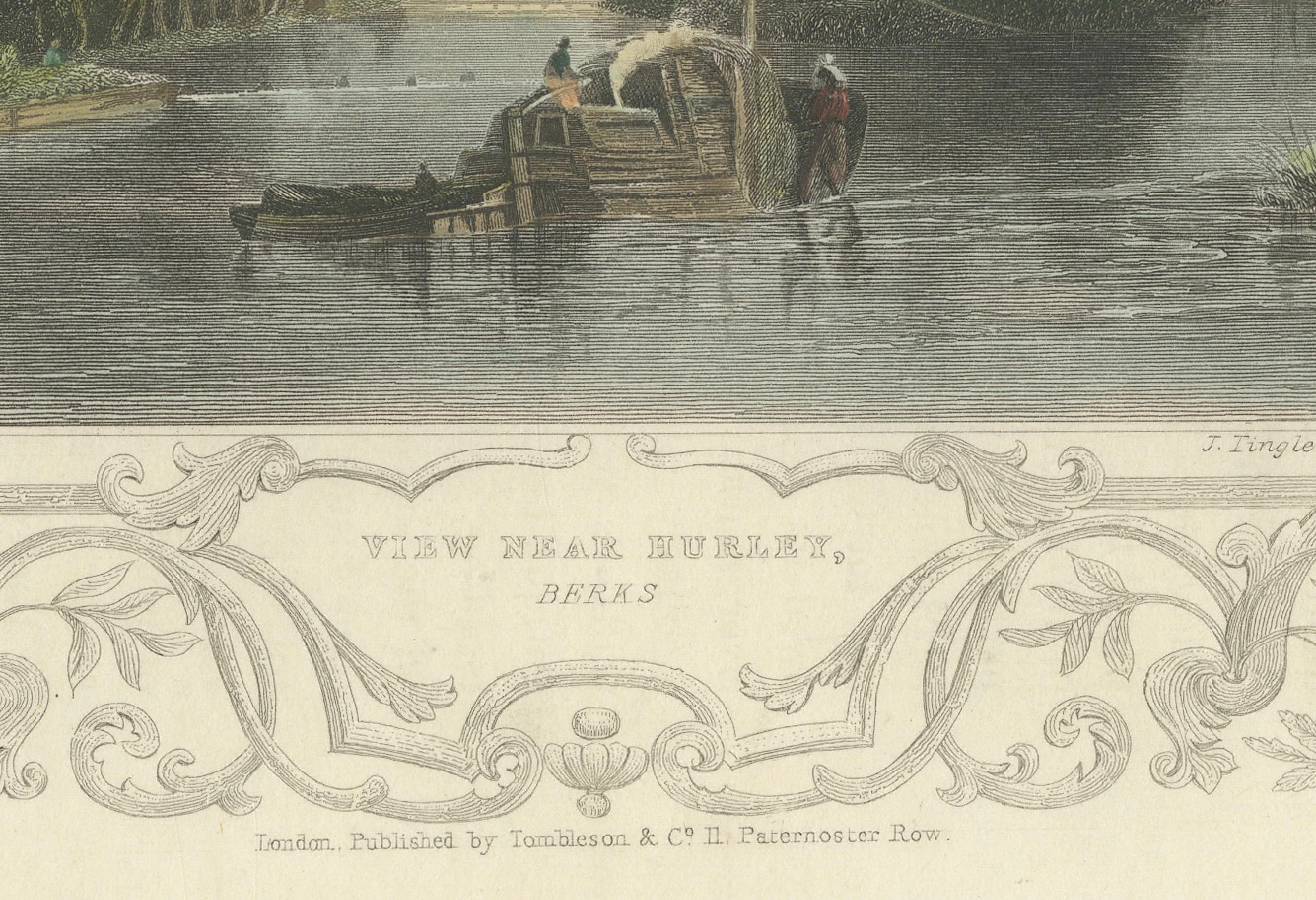 Gravure ancienne de la Tamise près de Hurley, Berkshire, Tombleson, C.1832-1834 Bon état - En vente à Langweer, NL