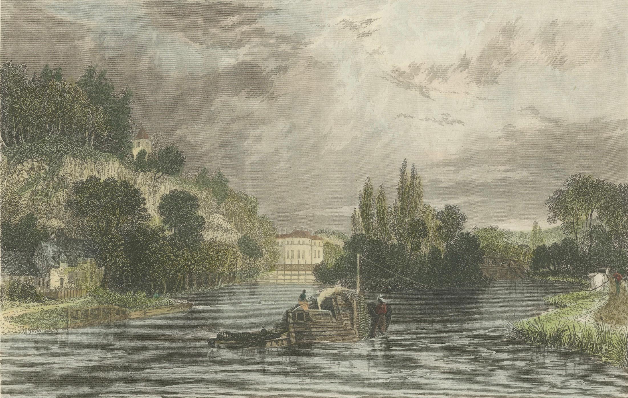 Gravure ancienne de la Tamise près de Hurley, Berkshire, Tombleson, C.1832-1834 en vente 1