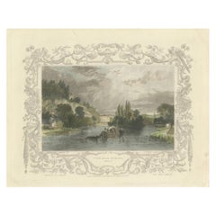 Gravure ancienne de la Tamise près de Hurley, Berkshire, Tombleson, C.1832-1834