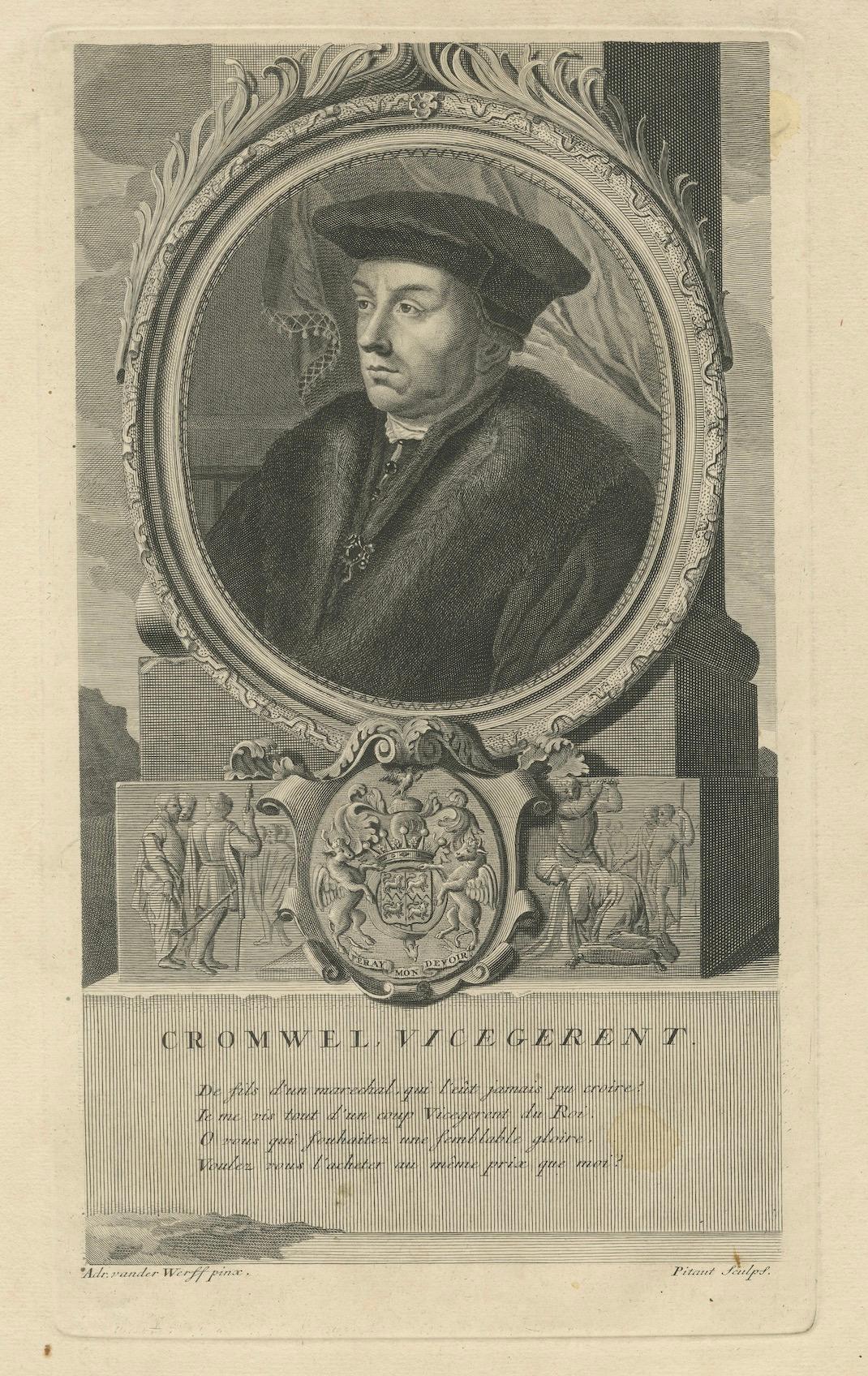 Antiker Kupferstich von Thomas Cromwell, englischer Staatsmann, um 1700 im Zustand „Gut“ im Angebot in Langweer, NL