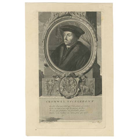 Antique Engraving of Thomas Cromwell, English Statesman, c.1700