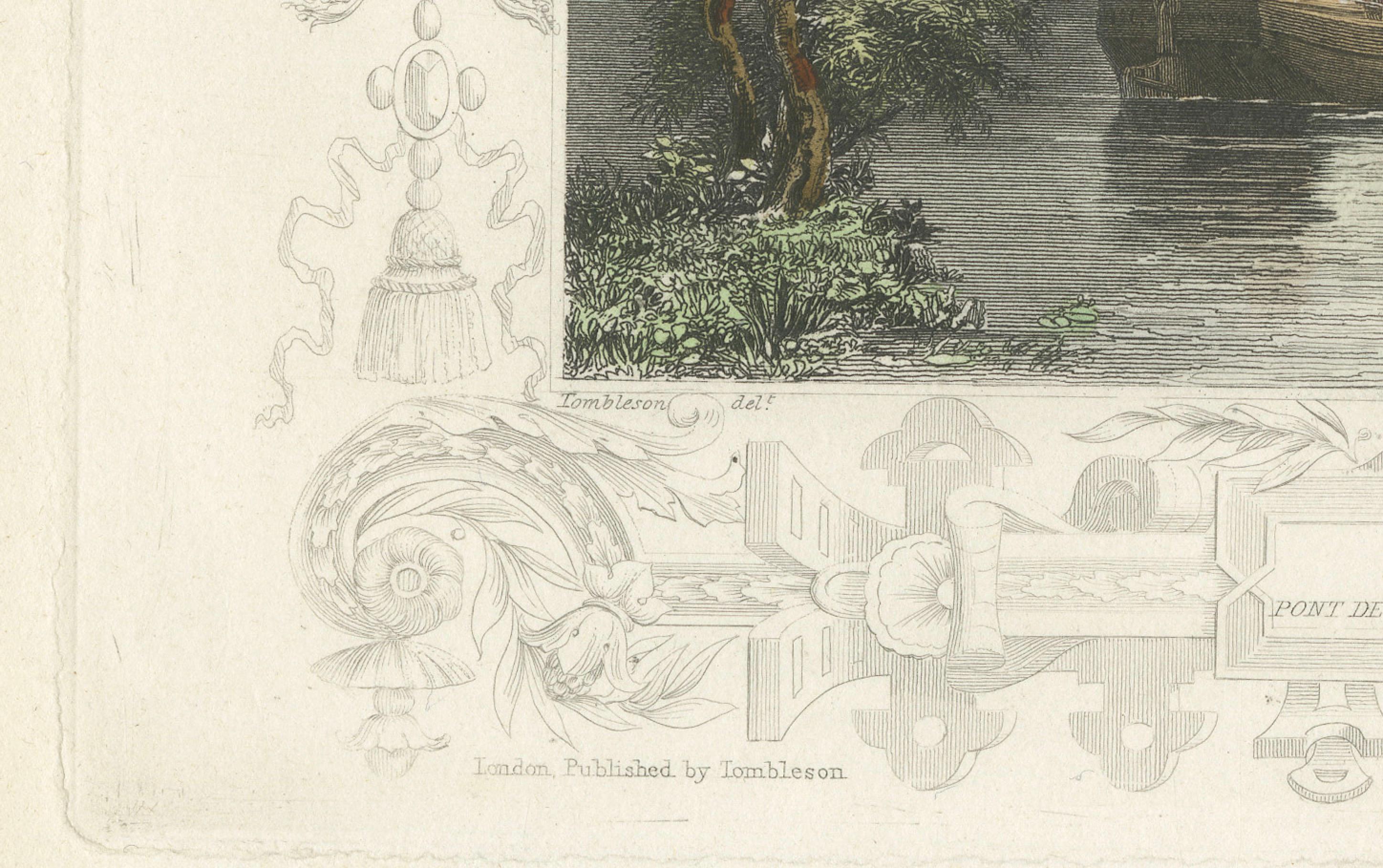 Gravé Gravure ancienne du pont de Windsor sur la Tamise, Tombleson, C.1832-1834 en vente