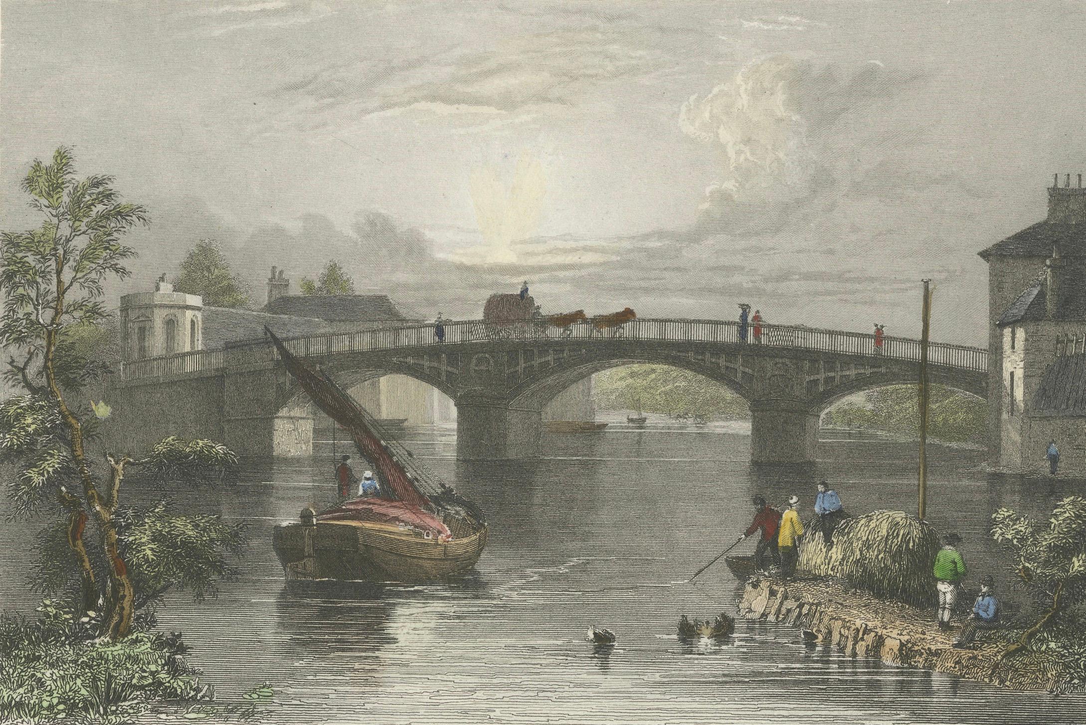 Gravure ancienne du pont de Windsor sur la Tamise, Tombleson, C.1832-1834 en vente 2