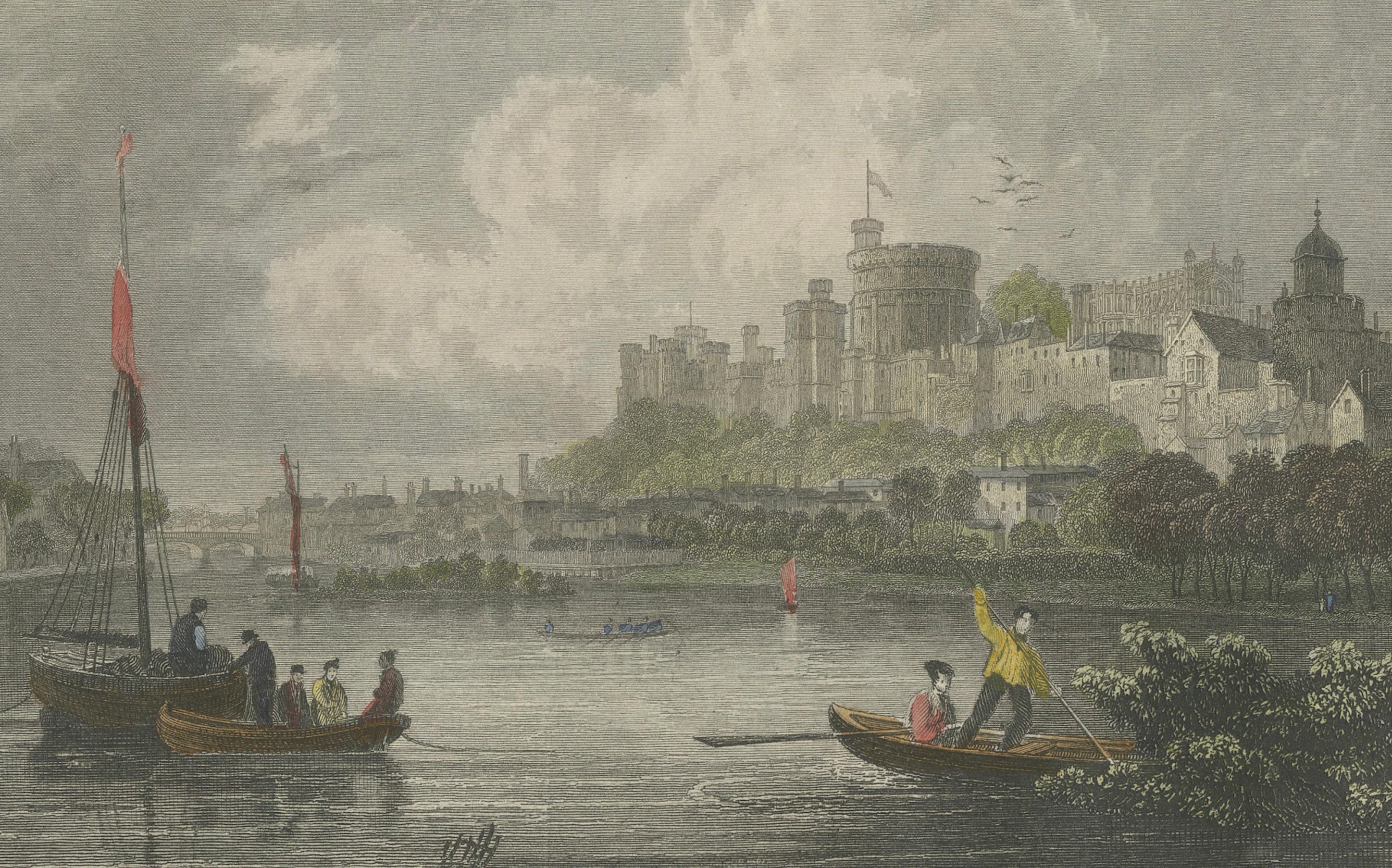 Antiker Kupferstich von Schloss Windsor an der Themse, Berkshire, Tombleson, um 1832 (Graviert) im Angebot