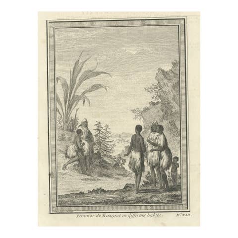 Antique Engraving of Women of Kazegut in Sierra Leone, Africa, c.1750