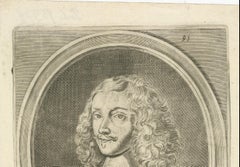 Antique engraving portrait of Hugues de Lionne, French statesman, ca. 1670