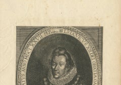 Antique engraving portrait of King Louis XIII of France, circa XVII century