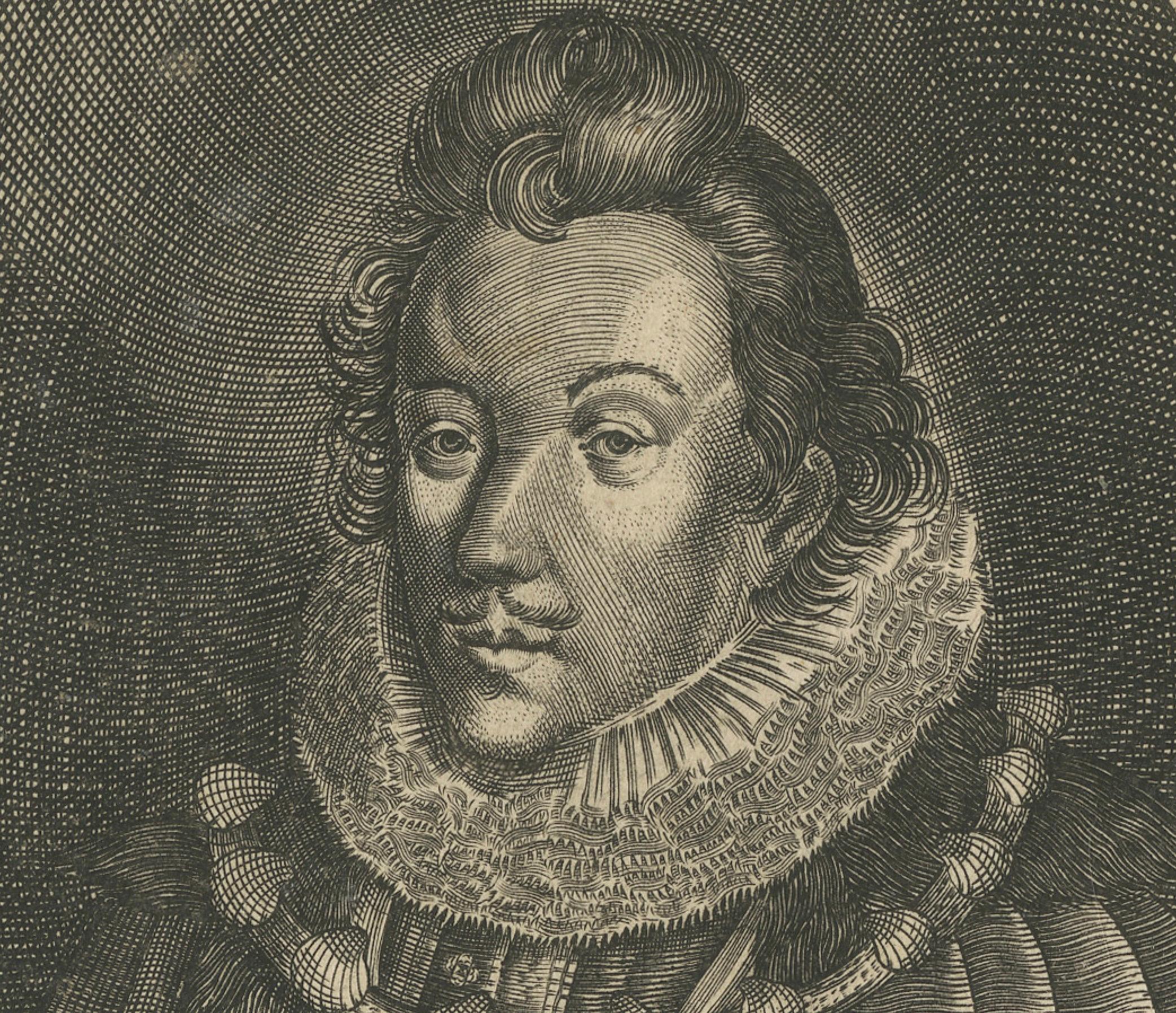 Antique engraving portrait of King Louis XIII of France, circa XVII century
