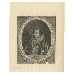 Antique engraving portrait of King Louis XIII of France, circa XVII century